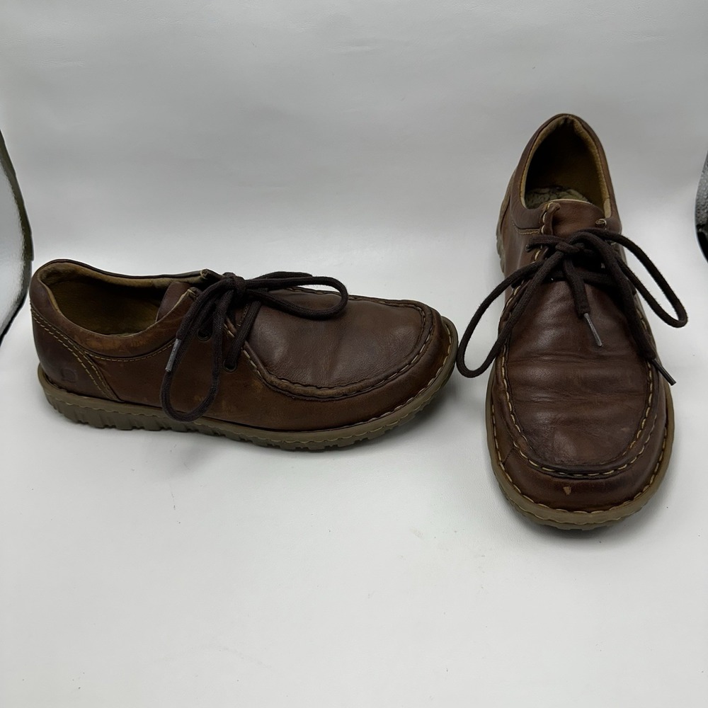 Born Gunnison Men's Brown Leather Lace Up Moc Toe Oxford‎ Shoes Casual Size 10.5